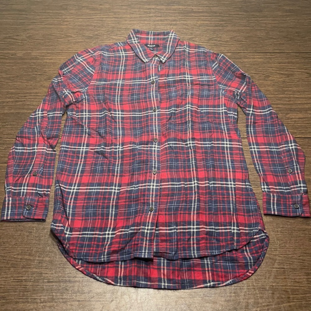 Madewell Red and Navy Blue Flannel